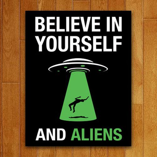 Placa Decorativa Believe in Aliens