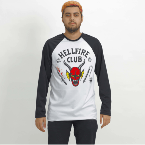 Camiseta Raglan Helanca Hell Fire Club - Stranger Things