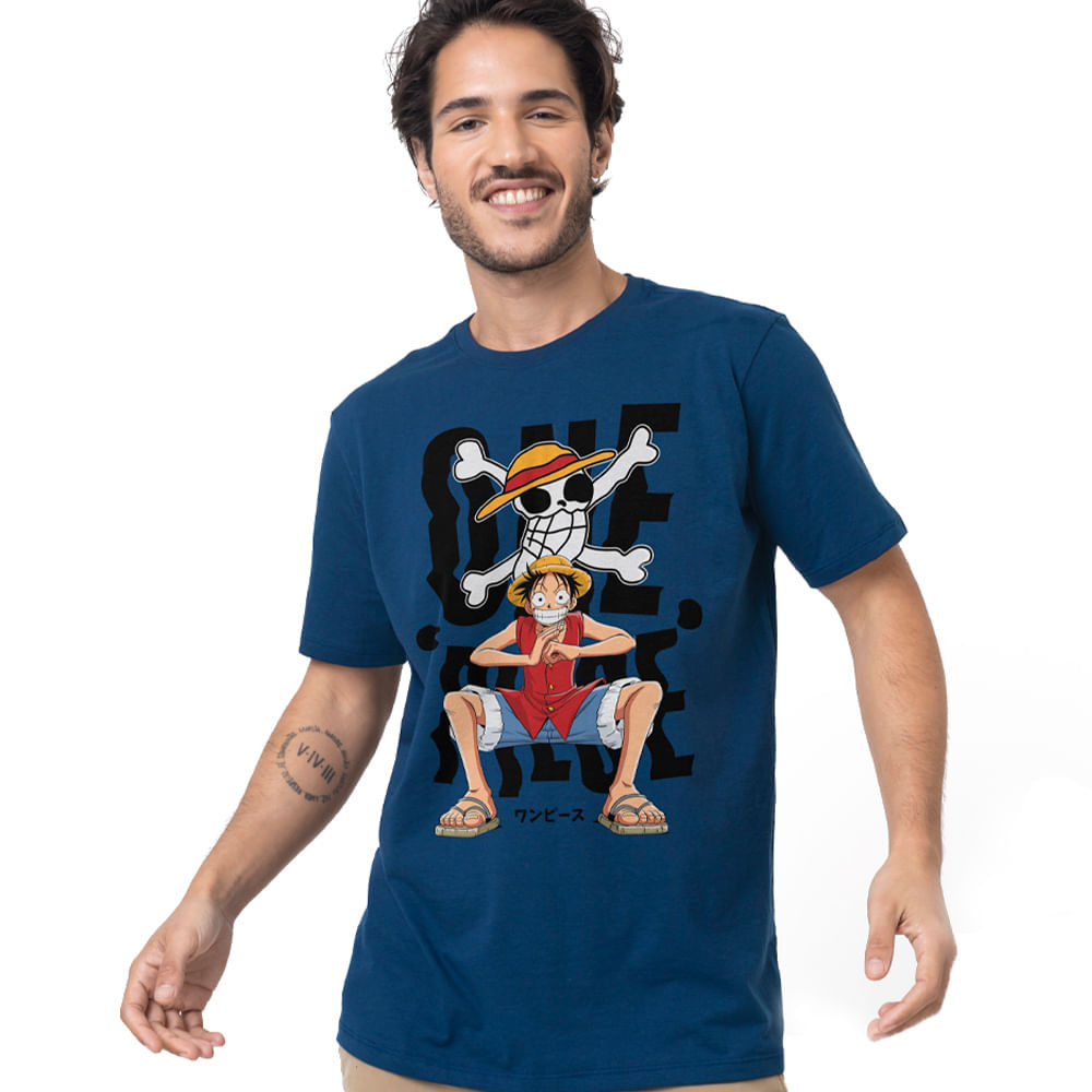 Camiseta Estampa One Piece Luffy Piticas Masculina e Juvenil