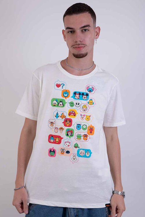 Camiseta Disney Personagens Emoji White