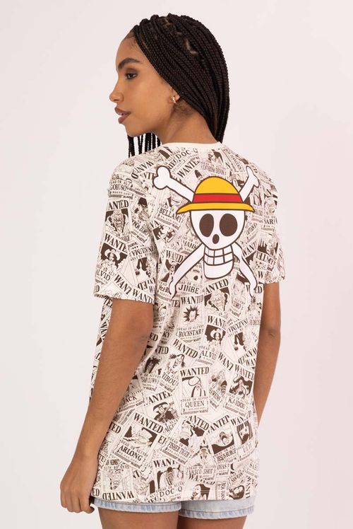 Camiseta Full Print One Piece Wanted Cartaz de Procurado