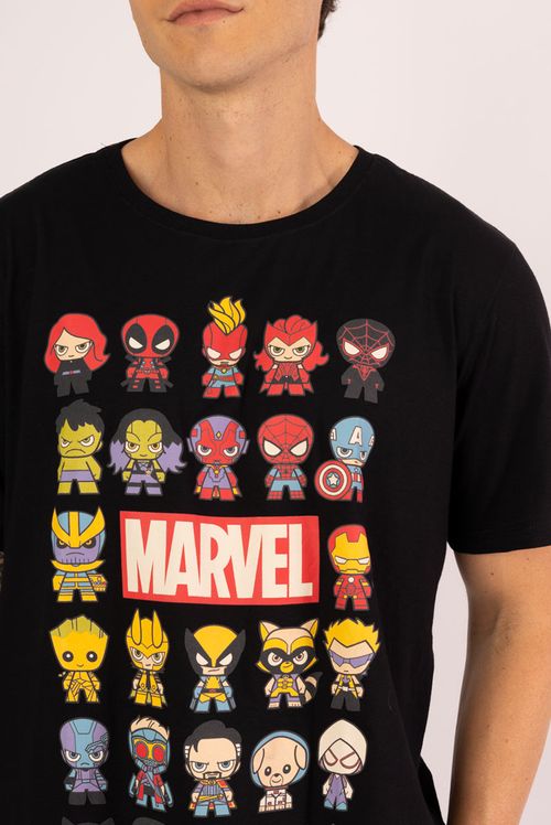 Camiseta Marvel Personagens Chibi