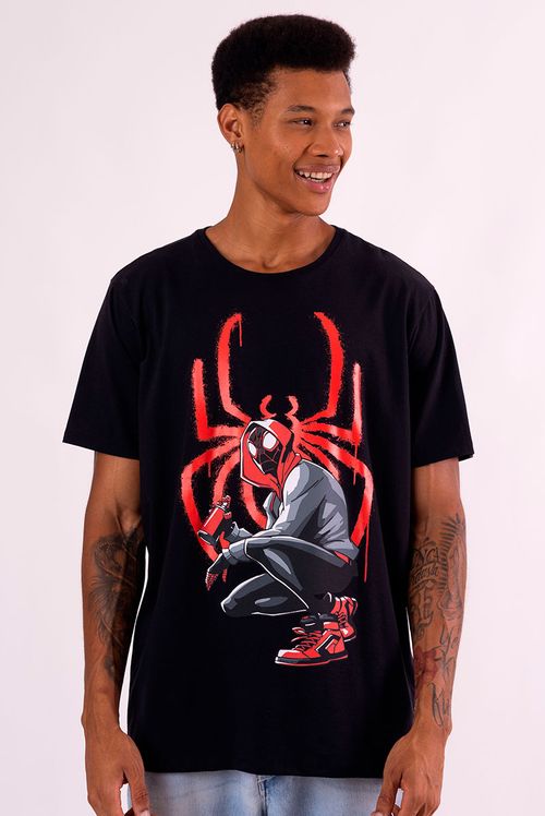 Camiseta Marvel Homem-Aranha Miles Morales Graffiti Art