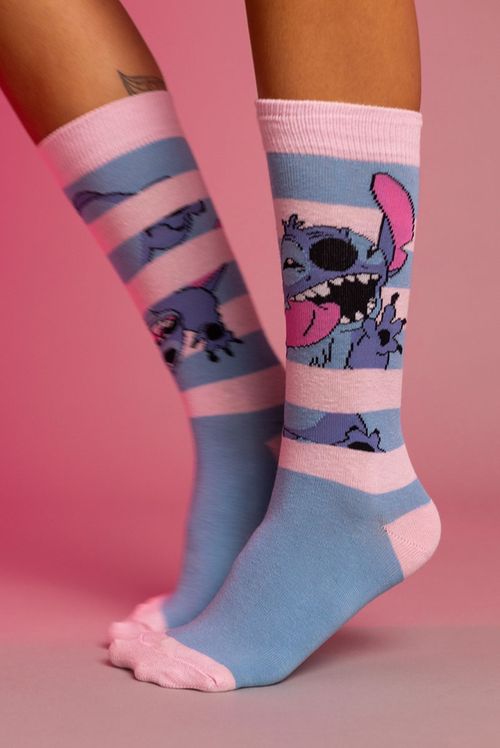 Meia Par Disney Stitch Listras