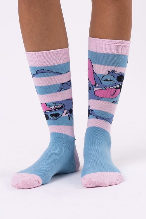 Meia Par Disney Stitch Listras