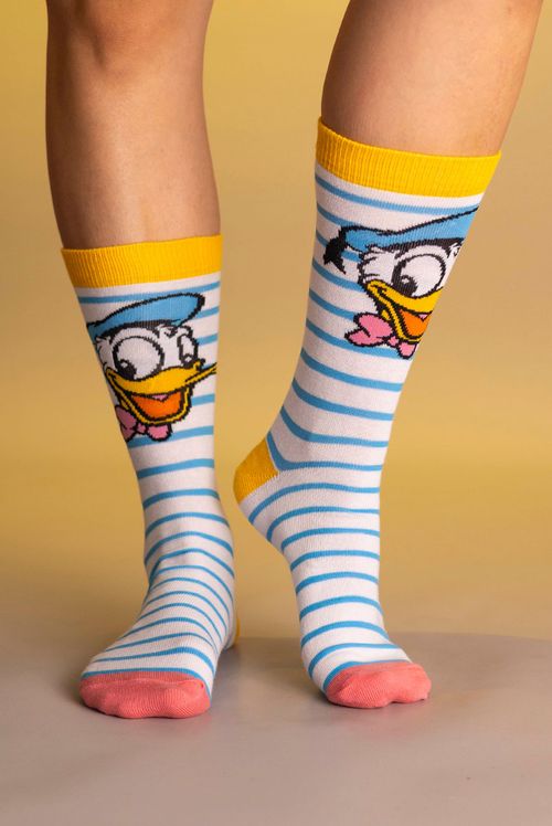 Meia Par Disney Pato Donald Listras