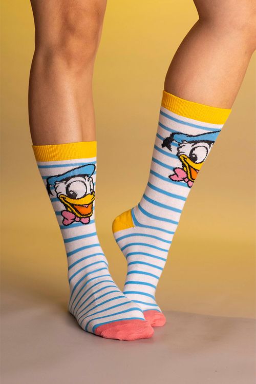 Meia Par Disney Pato Donald Listras