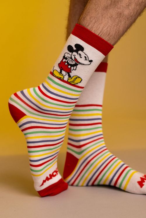 Meia Par Disney Mickey Mouse Listras Pose