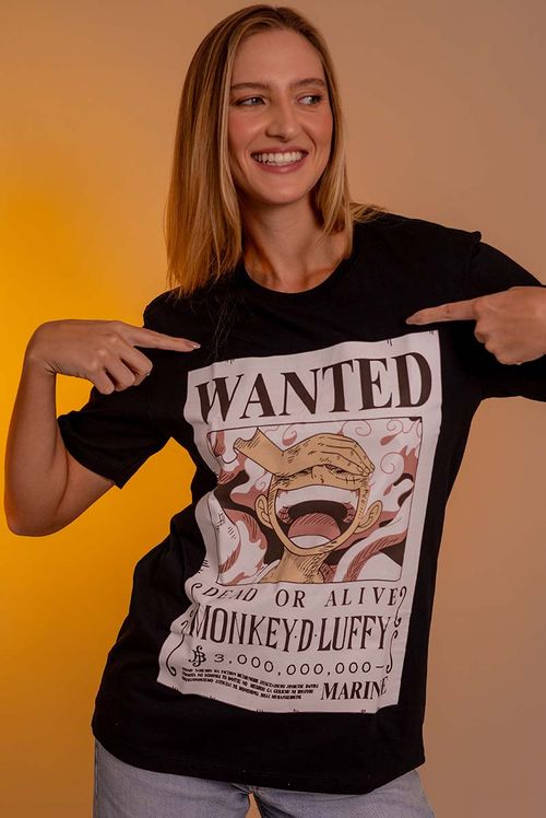 Camiseta One Piece Cartaz de Procurado Luffy Gear 5