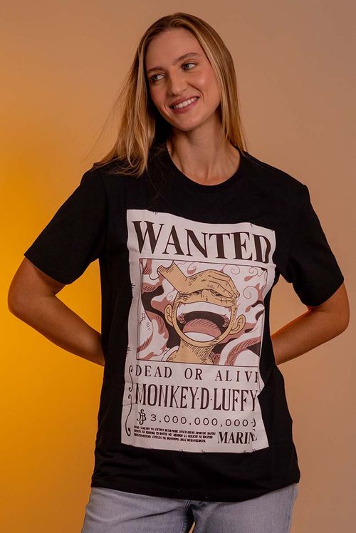 Camiseta One Piece Cartaz de Procurado Luffy Gear 5