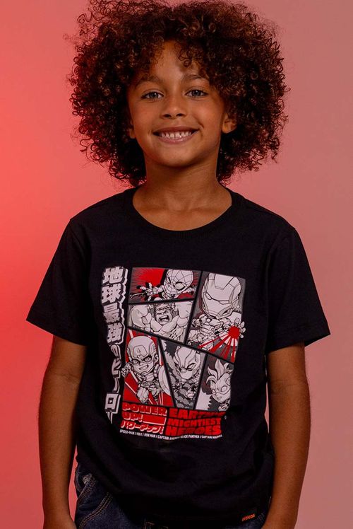 Camiseta Infantil Marvel Os Vingadores Chibi
