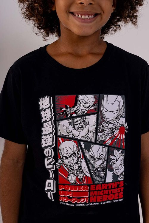 Camiseta Infantil Marvel Os Vingadores Chibi