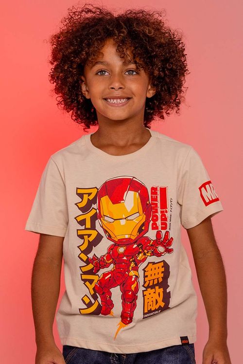 Camiseta Infantil Marvel Homem de Ferro Chibi