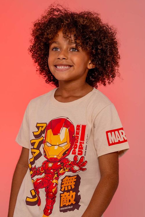 Camiseta Infantil Marvel Homem de Ferro Chibi