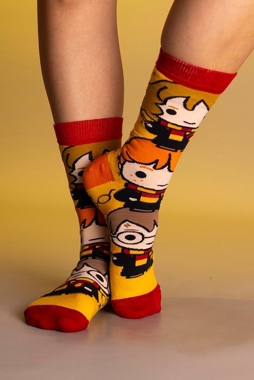 Meia Cano Alto Harry Potter Chibi