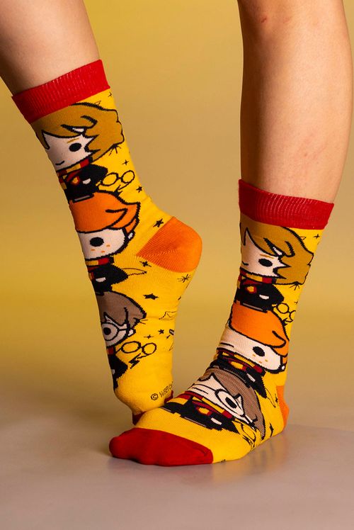 Meia Cano Alto Harry Potter Chibi