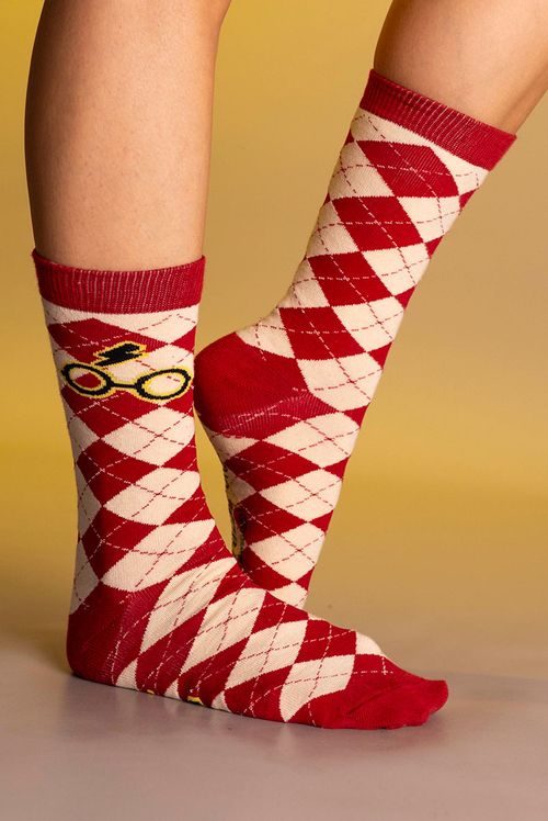 Meia Cano Alto Harry Potter Xadrez