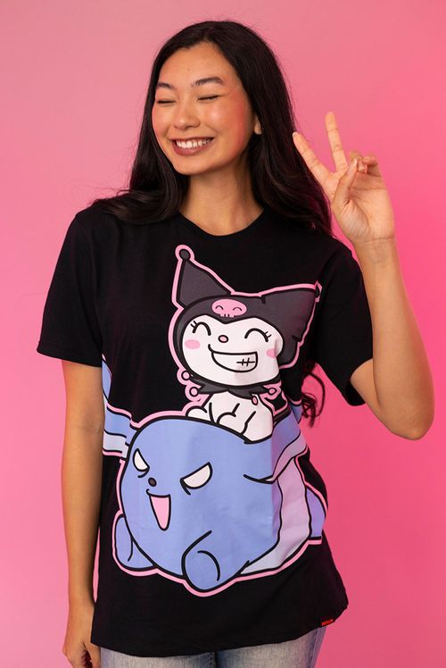 Camiseta Hello Kitty Kuromi e Baku