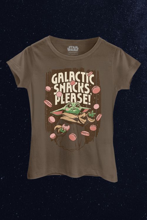 Camiseta Feminina Star Wars Grogu Galactic Snacks Please!