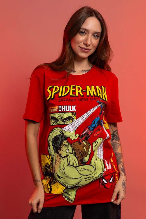 Camiseta Marvel Homem Aranha: Um Novo Dia Hulk Fight