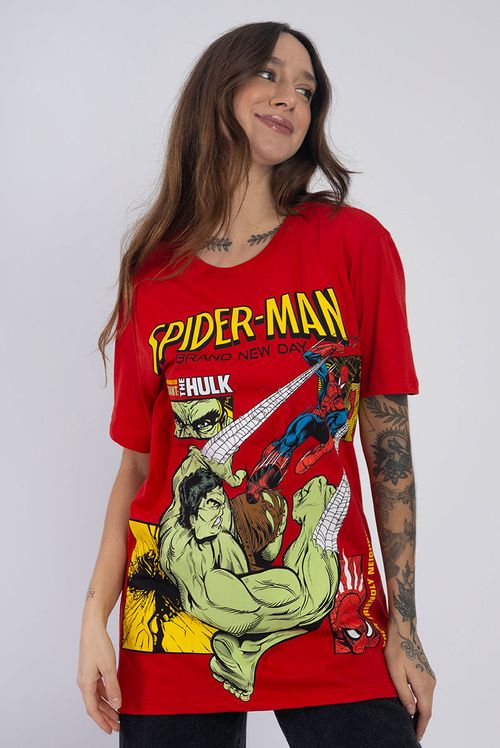 Camiseta Marvel Homem Aranha: Um Novo Dia Hulk Fight