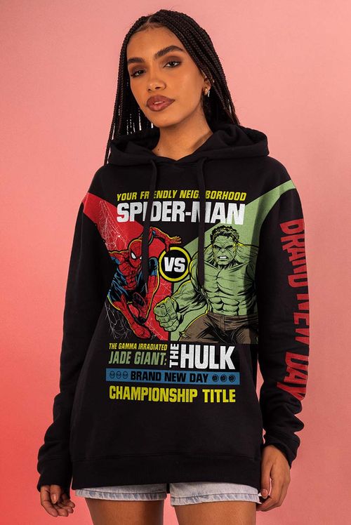 Moletom Marvel Homem Aranha vs Hulk