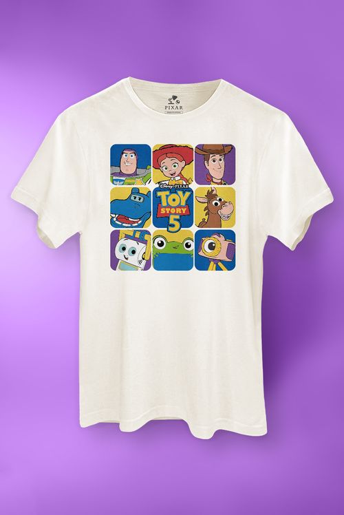 Camiseta Disney Toy Story 5 Personagens Quadros
