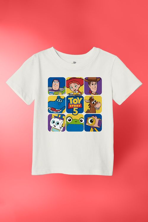 Camiseta Infantil Disney Toy Story 5 Personagens Quadros