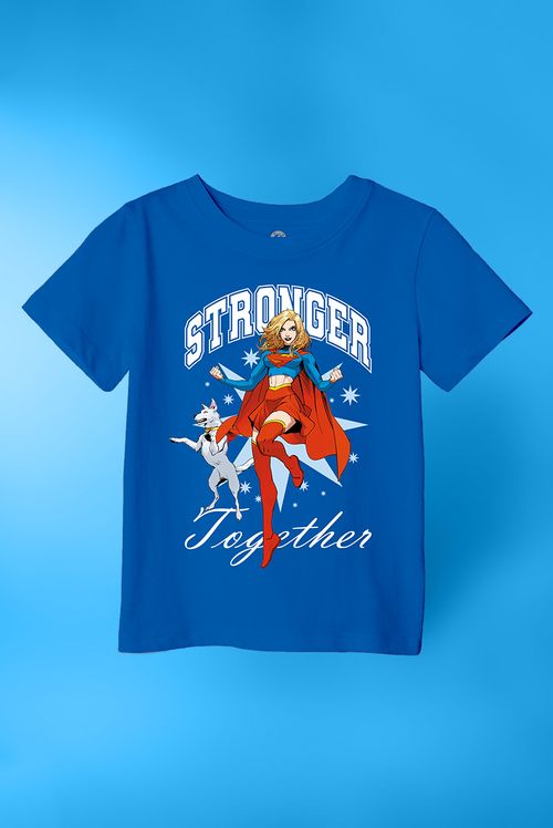 Camiseta Infantil DC Comics Supergirl Stronger Together