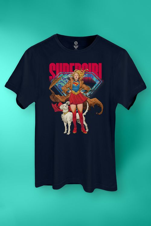 Camiseta DC Comics Supergirl e Krypto Team