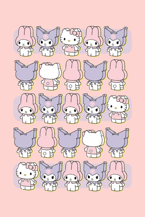 Camiseta Feminina Hello Kitty, My Melody e Kuromi