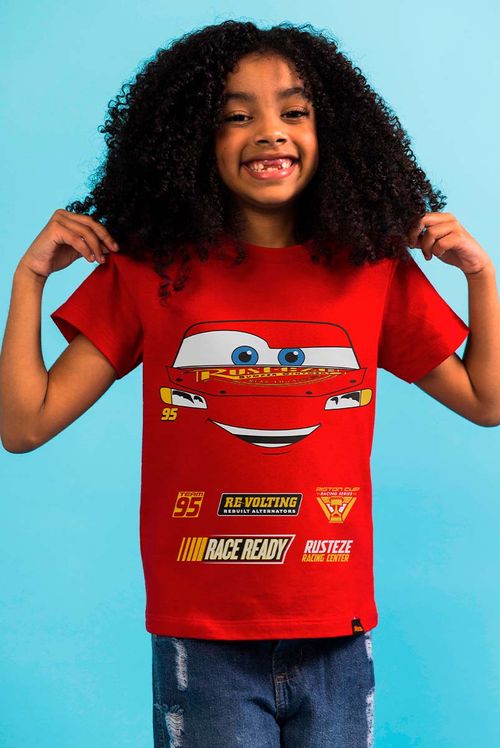 Camiseta Infantil Pixar McQueen Corrida