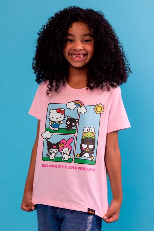 Camiseta Infantil Hello Kitty Quadros