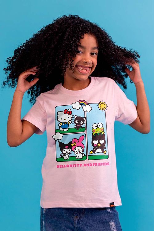 Camiseta Infantil Hello Kitty Quadros